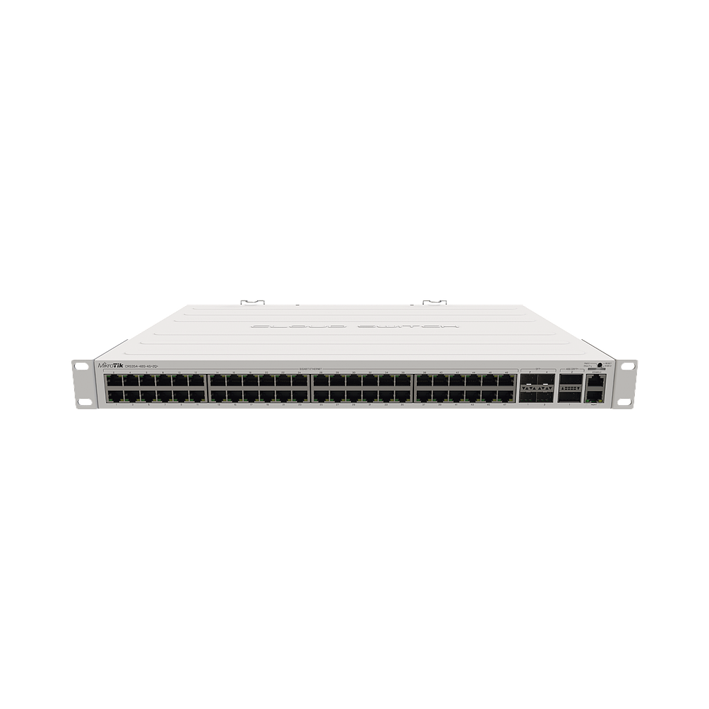 (CRS354-48G-4S+2Q+RM) Cloud Router Switch 48 puertos Gigabit Ethernet, 4 puertos SFP+ 10G, 2 puertos QSFP+ 40G, Montaje en Rack