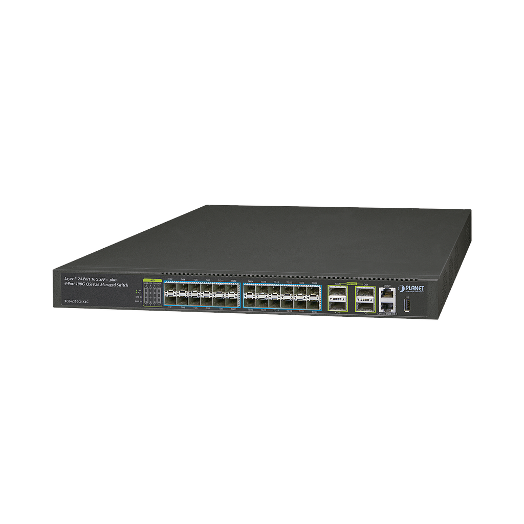 Switch Administrable Capa 3 24 puertos 10G SFP+, 4 puertos 100G QSFP28