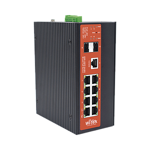 Switch Industrial PoE (24/48 V Ajustable) Administrable Capa 2 de 8 puertos 10/100/1000 Mbps + 2 SFP Gigabit, 240 W