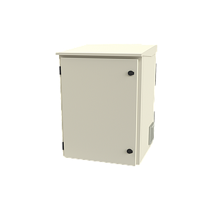 Gabinete con Rack de 19" de 16U para Poste/Torre/Pared de Exterior con Ventiladores, Filtro Lateral y Termostato.