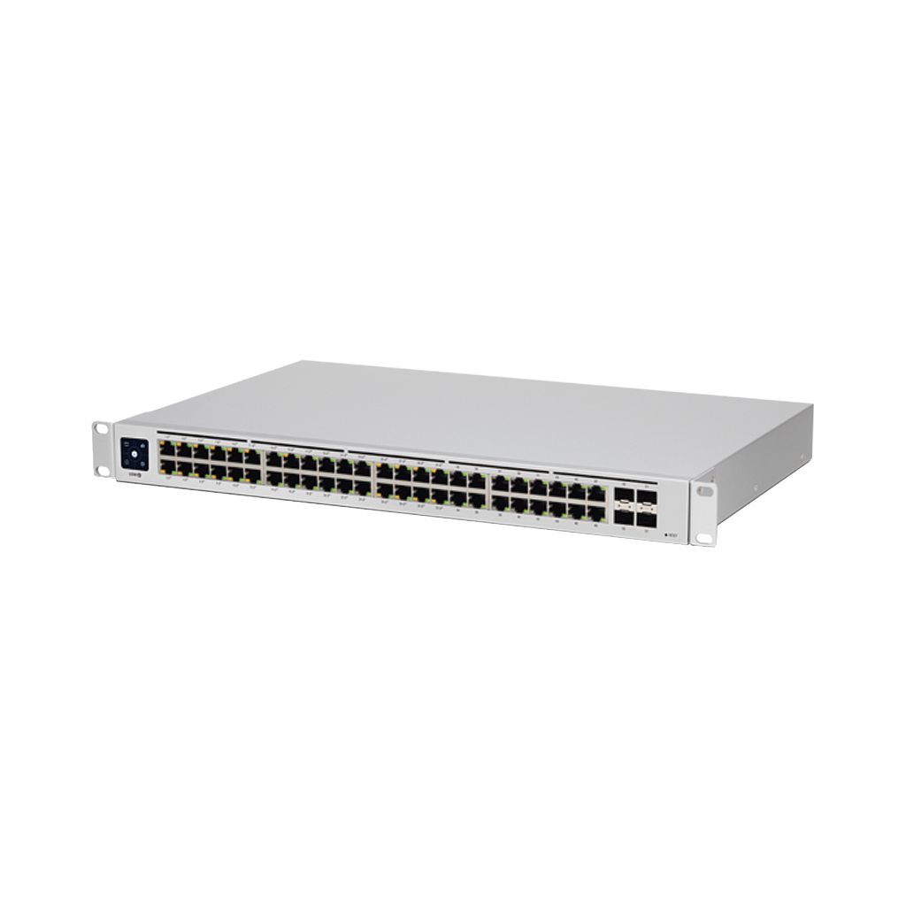 UniFi Switch USW-48-POE, Capa 2 de 24 puertos (32 puertos PoE 802.3af/at + 16 puertos Gigabit) + 4 puertos 1G SFP, 195W, pantalla informativa