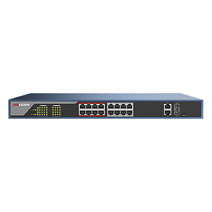 Switch PoE 250 Metros LARGA DISTANCIA / Administrable de acceso/ configuración vía WEB / 16 puertos 802.3at (30W) 10/100 Mbps + 2 puertos Gigabit + 2 puertos SFP
