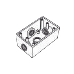 Caja rectangular de 3/4" ( 19.05 mm ) con cuatro bocas a prueba de intemperie.