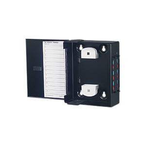 Mini Caja de Conexión de Fibra Óptica, Para Montaje en Pared, Hasta 48 Puertos LC (Acepta Dos Placas Acopladoras), Color Negro