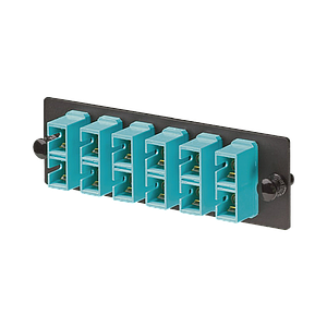 Placa Acopladora de Fibra Optica FAP, Con 6 Conectores SC Duplex (12 Fibras), Para Fibra Multimodo OM3/OM4, Color Aqua