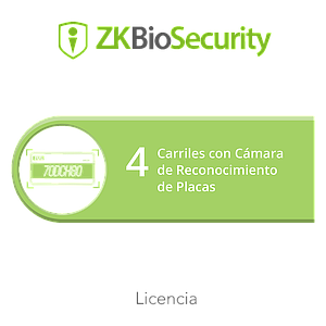 Licencia para ZKBiosecurity para modulo de estacionamiento de 4 carriles con camara de reconocimiento de placas