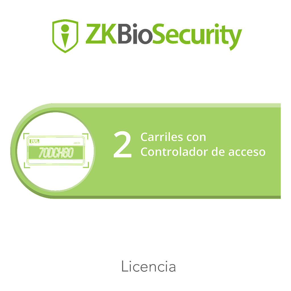 Licencia para ZKBiosecurity para modulo de estacionamiento de 2 carriles utilizando controlador de acceso
