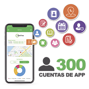 Licencia para realizar checadas de asistencia desde Smartphone (APP) con envío de fotografía y ubicación por GPS / Compatible con BIOTIME7.0 / Licencia para 300 usuario