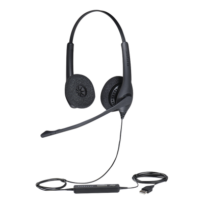 Jabra Biz 1500 Duo, auricular profesional con cancelación de ruido, ideal para contact center con conexión USB (1559-0159)