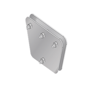 Placas igualadoras con tornillería y separadores, para 3 retenidas. Galvanizado electrolítico (20x20x30 cm).