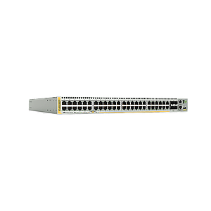 Switch Stackeable Capa 3, 48 puertos 10/100/1000 Mbps + 4 puertos SFP+ 10 G y dos bahías hotswap PSU, Versión Federal