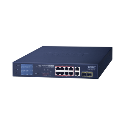 Switch No Administrable 8 Puertos Gigabit con Modo Extend PoE a 250 mts, 2 puertos Uplink 10/100/1000 Mbps, 2 Puertos SFP