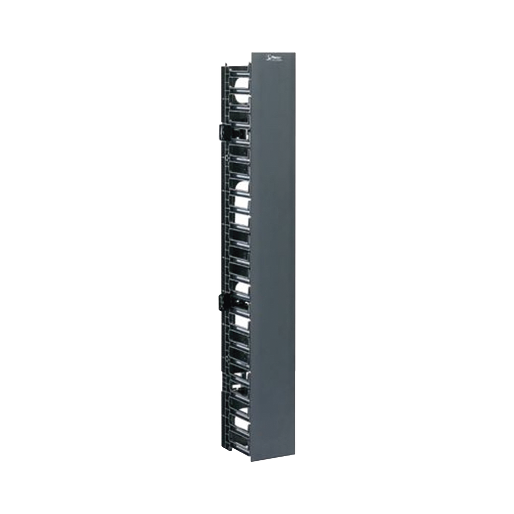 Organizador Vertical Sencillo NetRunner, para Rack Abierto de 45 Unidades, 125 mm de Ancho, Color Negro