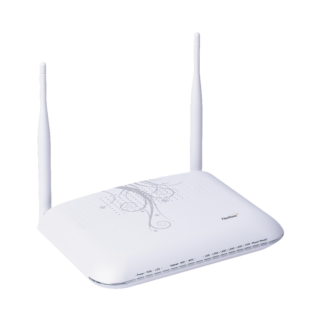 ONU para Aplicaciones FTTH/GPON, WiFi 2.4 GHz, MIMO 2X2, 4 Puertos Gigabit Ethernet, conector SC/UPC