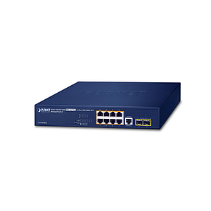 Switch administrable 8 Puertos Gigabit PoE 802.3at Extend Mode hasta 250 mts, 2 Puertos SFP (120W)