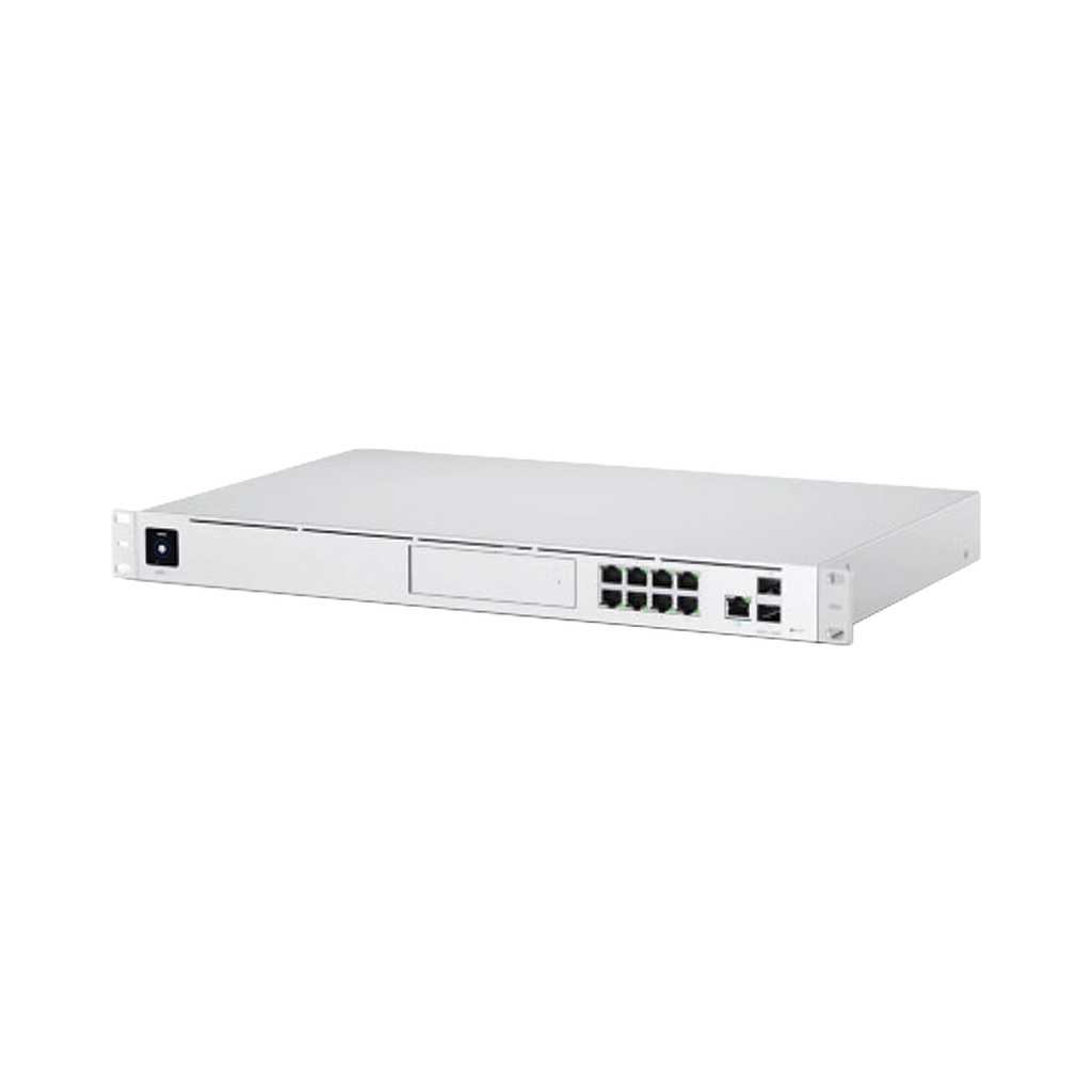 UniFi Dream Machine Pro, de 1 UR con un puerto 10G SFP+ WAN, 8 puertos 10/100/1000 Mbps RJ-45 LAN, y una bahía de HDD 3.5&quot;, integra todos los controladores UniFi