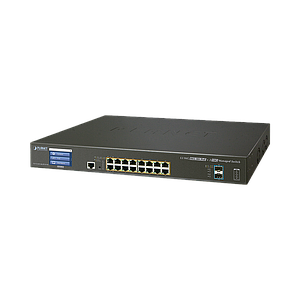 Switch administrable L3 16 puertos gigabit c/PoE 802.3bt, 2 puertos 10G SFP+ con pantalla tactil (400W)