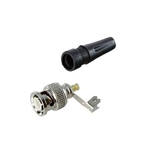 Conector BNC macho para cable coaxial RG59/RG6 con base negra de PVC