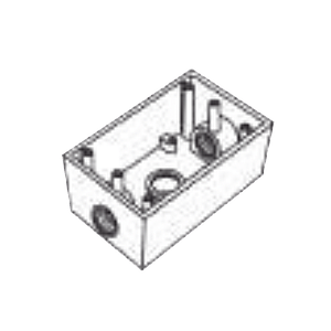 Caja Condulet FS de 1" ( 25.4 mm ) con tres bocas una arriba y una atrás a prueba de intemperie.