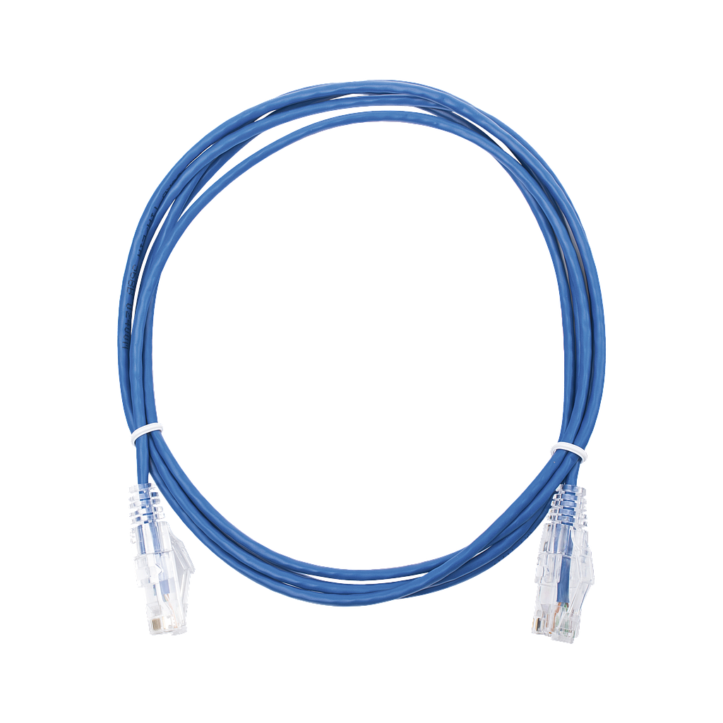 Cable de Parcheo Slim UTP Cat6 - 2 m Azul Diámetro Reducido (28 AWG)