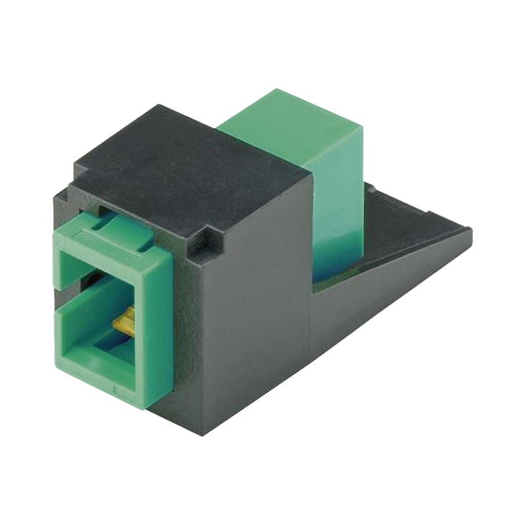 Módulo Acoplador SC/APC Simplex, para Fibra Óptica Monomodo OS1/OS2, Tipo Mini-Com, Color Negro