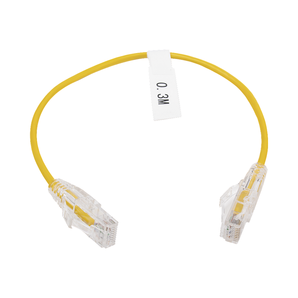 Cable de Parcheo Slim UTP Cat6 - 30 cm Amarillo Diámetro Reducido (28 AWG)