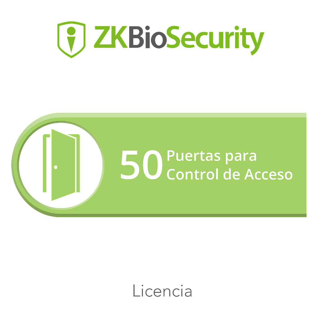 Licencia para ZKBiosecurity permite gestionar hasta 50 puertas para control de acceso
