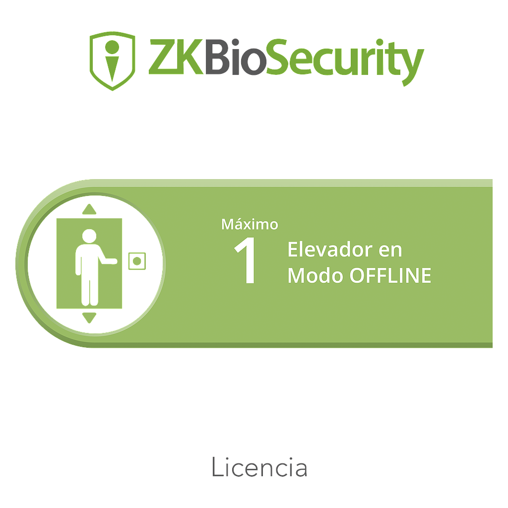 Licencia para ZKBiosecurity para control de 1 cabina de elevador en modo OFFLINE