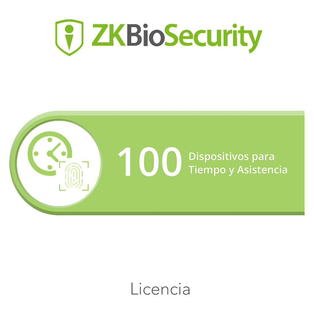 Licencia para ZKBiosecurity permite gestionar hasta 100 dispositivos para tiempo y asistencia
