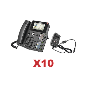 Kit de 10 teléfonos Empresariales con pantalla a color, botonera de hasta 60 contactos, incluyen fuente de alimentación y son PoE