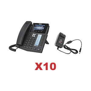 Kit de 10 teléfonos Empresariales con pantalla a color, botonera de hasta 40 contactos, incluyen fuente de alimentación y son PoE