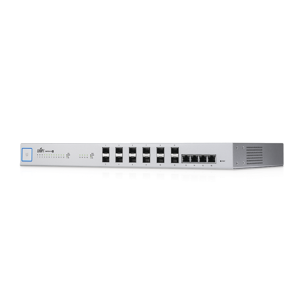 UniFi Switch 16 XG, Capa 2 de 12 puertos SFP+ 10 Gb + 4 puertos 10G Base-T (RJ-45)